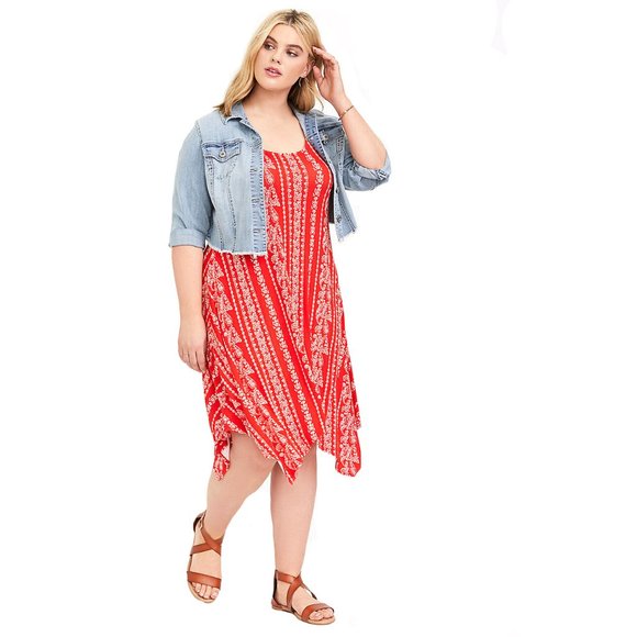 Torrid Stripe Jersey Trapeze Handkerchief Dress 00 - Picture 1 of 7